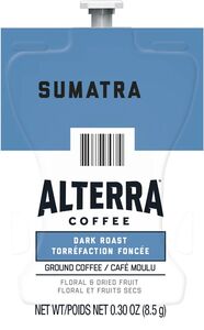 Alterra Coffees for Flavia Creation Drinks Station by Mars. Coffee lovers paradise of variety, easy use, & no coffee mess!  Experience all the benefits of coffee without the hassles with our full selection of Alterra Coffees filterpacks. - Alterra Sumatra Coffee for Flavia by Lavazza