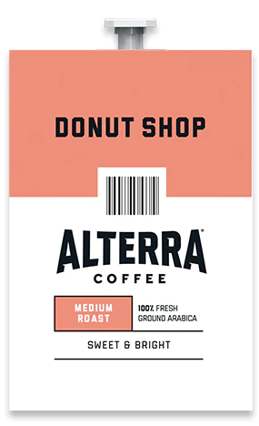Alterra Coffees for Flavia Creation Drinks Station by Mars. Coffee lovers paradise of variety, easy use, & no coffee mess!  Experience all the benefits of coffee without the hassles with our full selection of Alterra Coffees filterpacks. - Alterra Donut Shop Blend Coffee for Flavia by Lavazza
